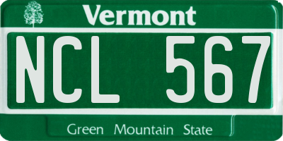 VT license plate NCL567