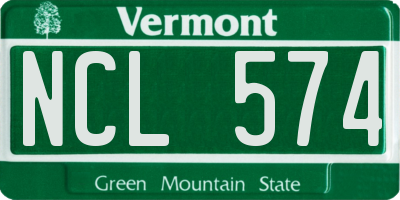 VT license plate NCL574