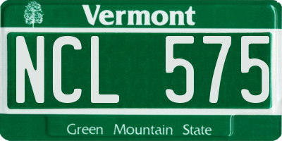 VT license plate NCL575