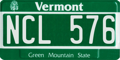 VT license plate NCL576