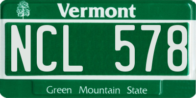 VT license plate NCL578