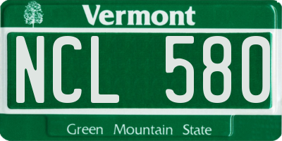 VT license plate NCL580