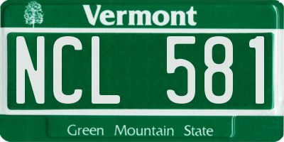 VT license plate NCL581