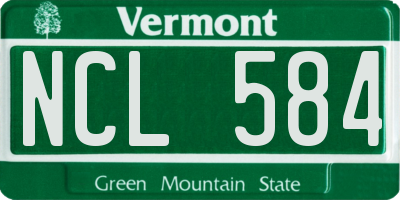 VT license plate NCL584