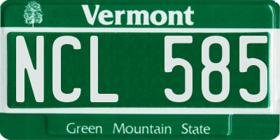 VT license plate NCL585