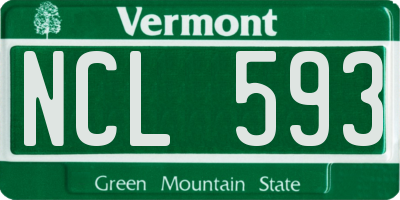 VT license plate NCL593