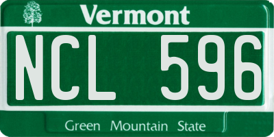 VT license plate NCL596