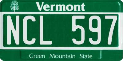 VT license plate NCL597