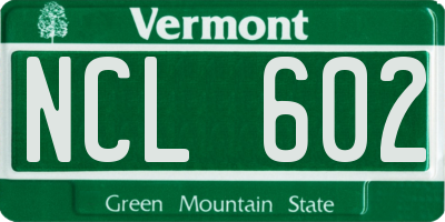 VT license plate NCL602