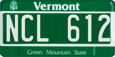 VT license plate NCL612