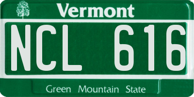 VT license plate NCL616