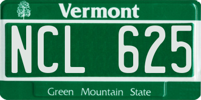 VT license plate NCL625