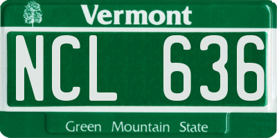 VT license plate NCL636