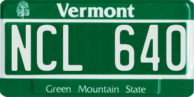 VT license plate NCL640