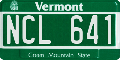VT license plate NCL641