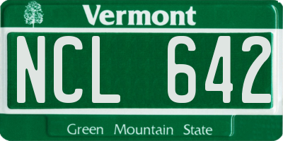 VT license plate NCL642