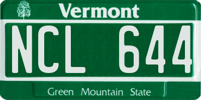VT license plate NCL644