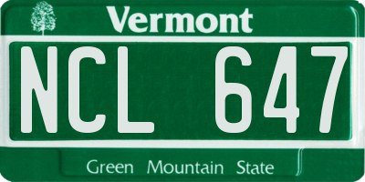 VT license plate NCL647