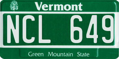 VT license plate NCL649