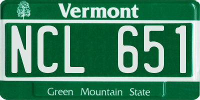 VT license plate NCL651