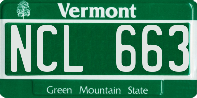 VT license plate NCL663