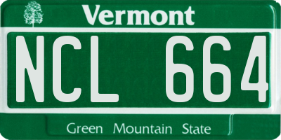 VT license plate NCL664