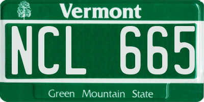 VT license plate NCL665