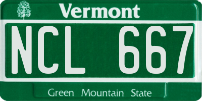 VT license plate NCL667
