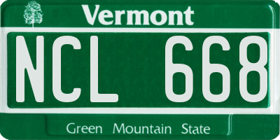 VT license plate NCL668