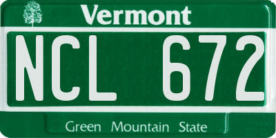 VT license plate NCL672