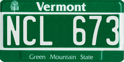 VT license plate NCL673