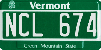 VT license plate NCL674