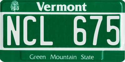 VT license plate NCL675