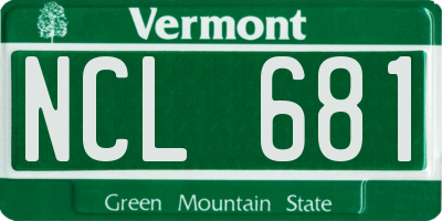 VT license plate NCL681