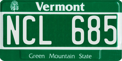 VT license plate NCL685
