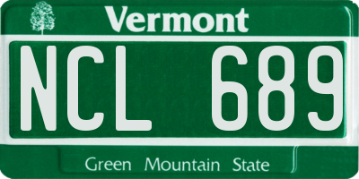 VT license plate NCL689