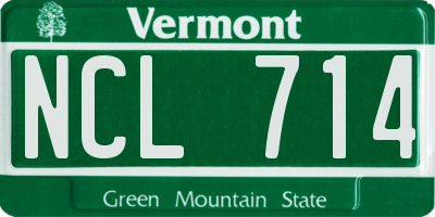 VT license plate NCL714
