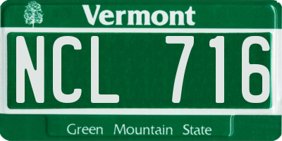 VT license plate NCL716