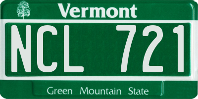 VT license plate NCL721