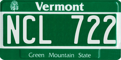 VT license plate NCL722