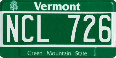 VT license plate NCL726