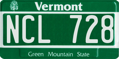 VT license plate NCL728