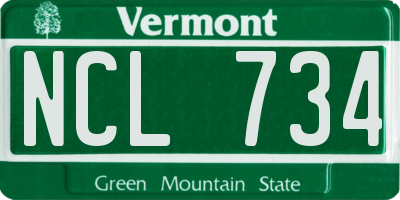 VT license plate NCL734