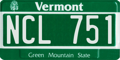 VT license plate NCL751