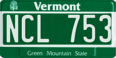 VT license plate NCL753