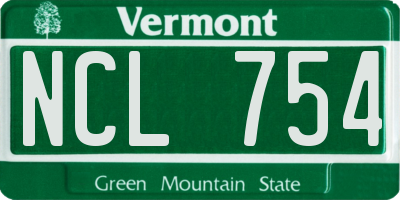 VT license plate NCL754