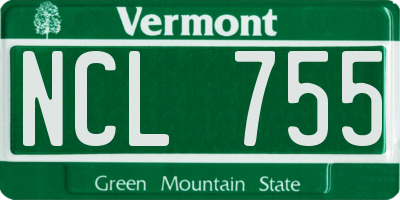VT license plate NCL755