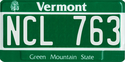 VT license plate NCL763