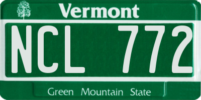 VT license plate NCL772