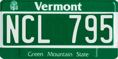 VT license plate NCL795